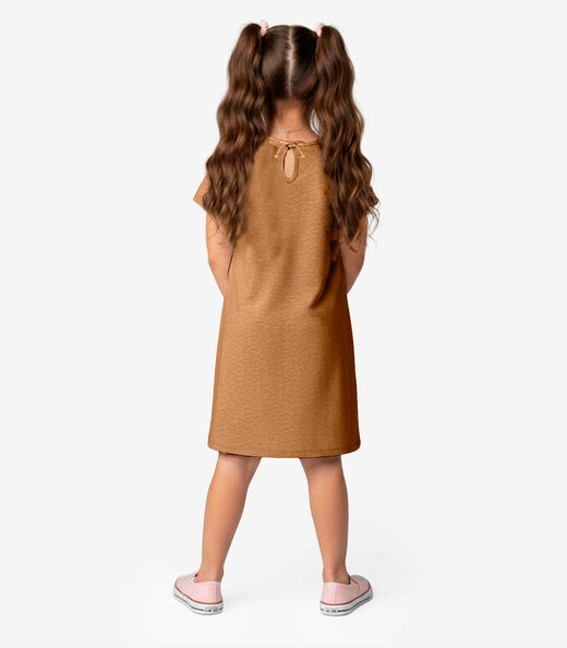 Vestido Infantil em Moletinho Maquenetado Select Marrom
