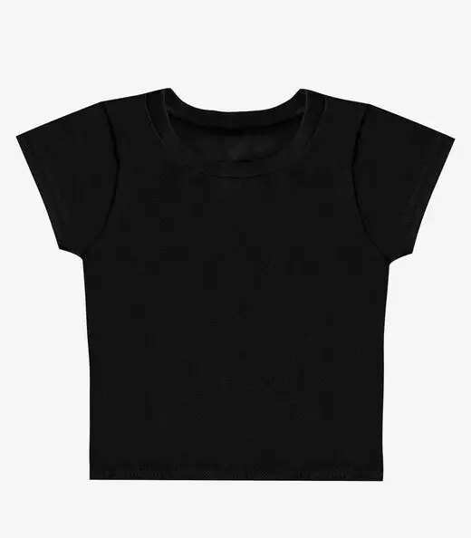 Blusa Básica Infantil Manga Curta Lisa Soletex Preto