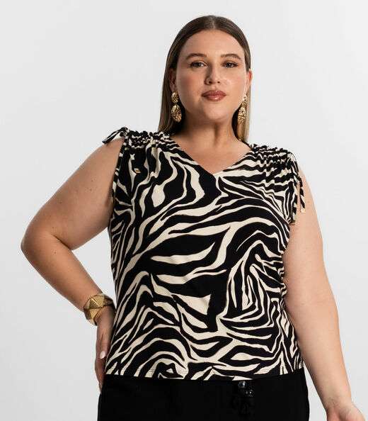 Regata Feminina Plus Size Secret Glam Preto