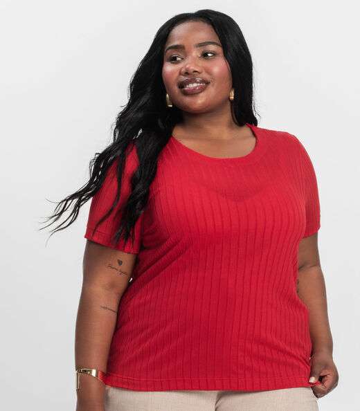Blusa Malha Delicate Plus Infinita Cor Vermelho