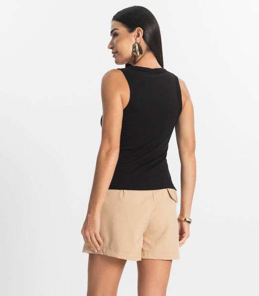 Regata Básica Feminina em Cotton Leve Rovitex Preto