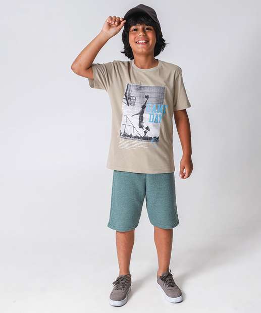 Camiseta Juvenil Estampa Basquete Marisa Tam 10 a 16 Cinza