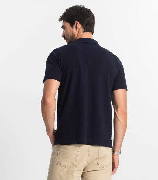 Camisa Polo Básica Masculina Diametro Azul