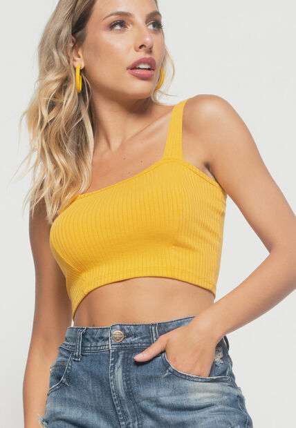 Image_Cropped  Top Faixa Comfy Malha Canelada Mostarda Salvatore Fashion