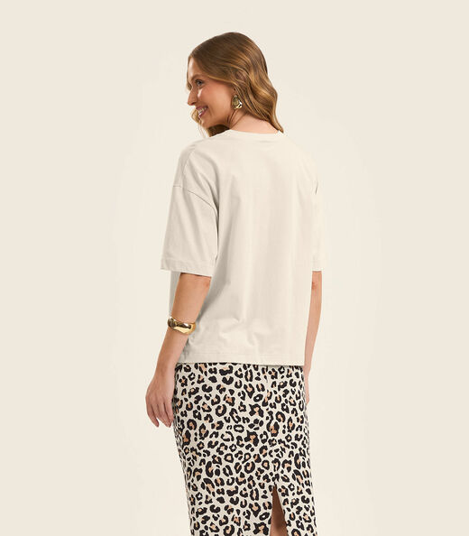 Camiseta Feminina em Meia Malha Rovitex Bege