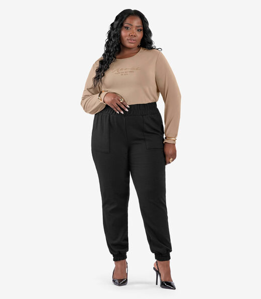 Image_Blusa Feminina Manga Longa Plus Size Secret Glam Marrom