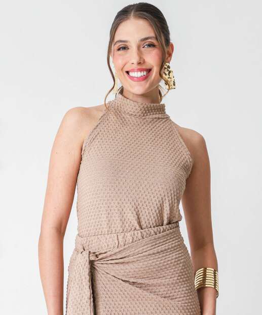 Image_Blusa Feminina Halter Neck Gola Alta Marisa Bege