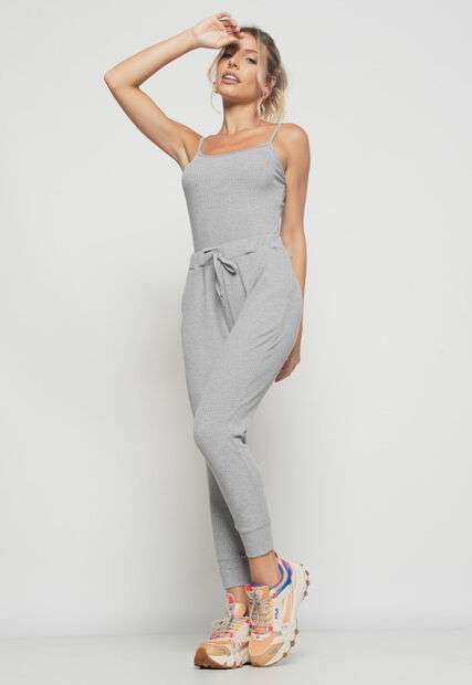 Regata  Alcinha Malha Canelada Mescla