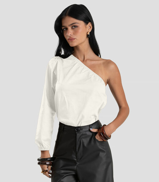 Image_Blusa Feminina Manga Única em Tricoline Dianna Bege