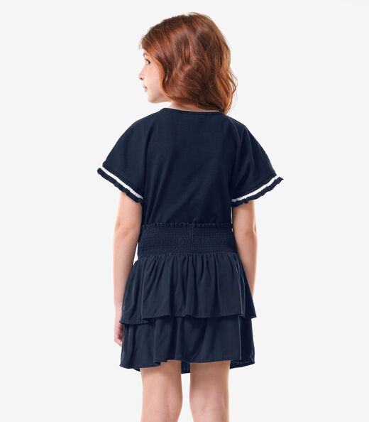 Saia Infantil Viscose Slub Babados Trick Nick Azul