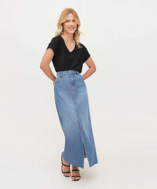 Image_Saia Longa Jeans Feminina Fenda Frontal