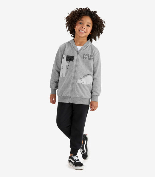 Conjunto Jaqueta Capuz e Calça Moletom Rovi Kids Cinza