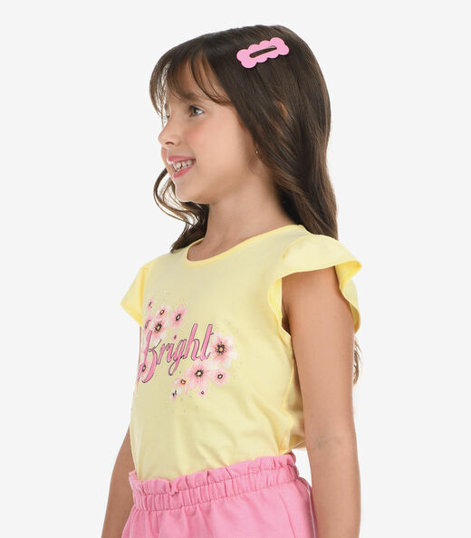 Conjunto Blusa com Shorts Menina Rovi Kids Amarelo