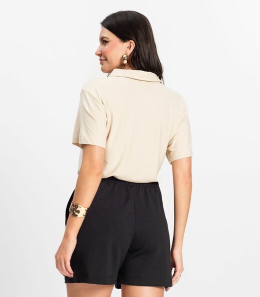 Blusa Feminina Manga Curta em Visco Rovitex Bege