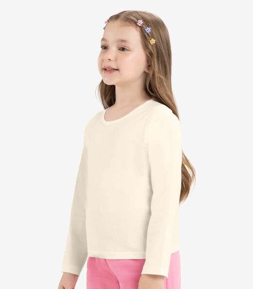 Blusa Manga Longa Infantil Feminina Rovitex Kids Bege