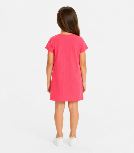 Vestido Infantil Ribana Canelada E Estampa Select Laranja