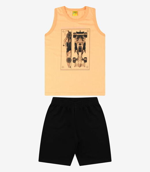 Conjunto Regata com Bermuda Menino Rovi Kids Laranja