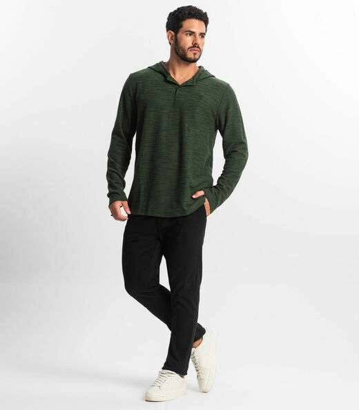 Blusão Masculino Com Capuz Maquinetado Diametro Verde