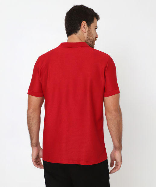 Polo Masculina Textura Manga Curta Marisa Vermelho