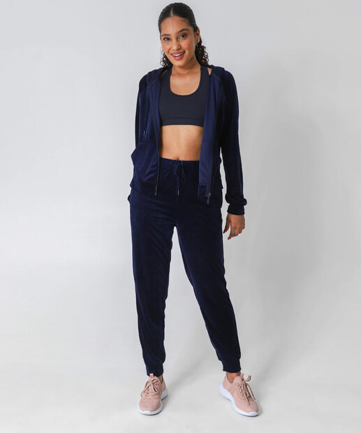 Casaco Feminino Fitness Plush Capuz Marisa Azul