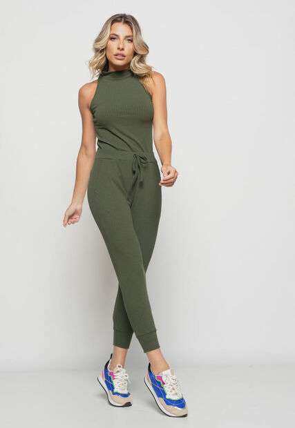 Conjunto  Comfy Com Regata e Jogger Canelada Verde Salvatore Fashion