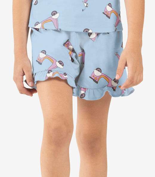 Pijama Infantil Menina Meia Malha Rovi Kids Azul