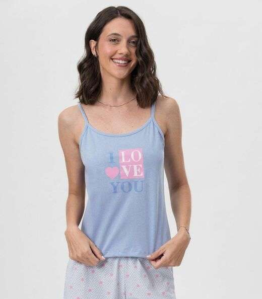 Short Doll Alcinha Estampada Mensageira Da Paz Azul