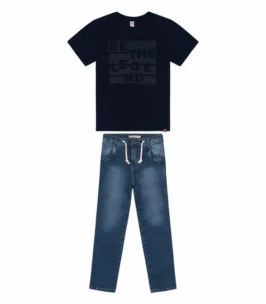 Conjunto Infantil Camiseta Com Calça Trick Nick Azul
