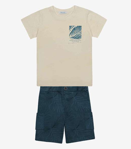 Image_Conjunto Infantil Camiseta Com Bermuda Trick Nick Bege