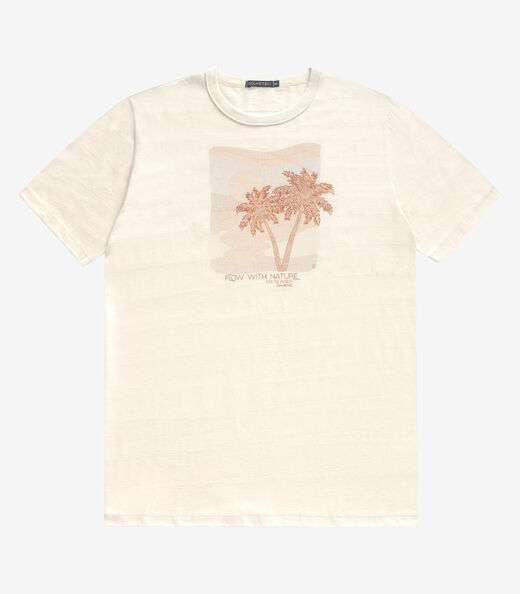 Camiseta Masculina Malha Maquinetada Diametro Bege