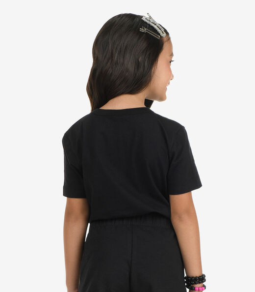 T-Shirt Feminina Meia Malha Rovi Kids Preto