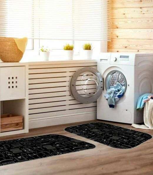 Jogo De Tapetes Para Lavanderia Wevans Preto