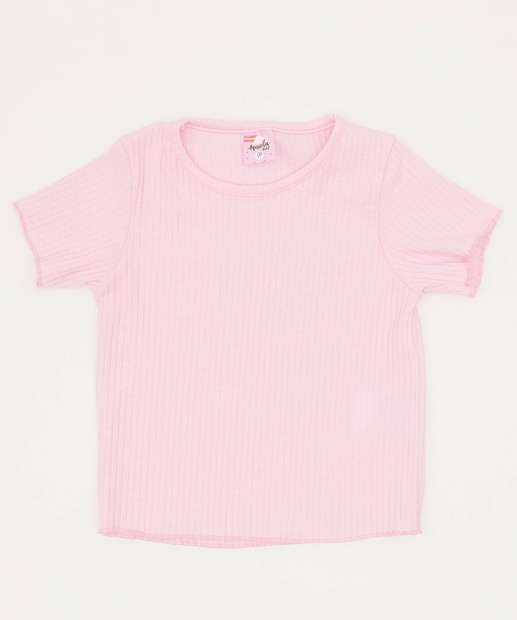 Blusa Infantil Canelada Manga Curta Tam 4 a 10