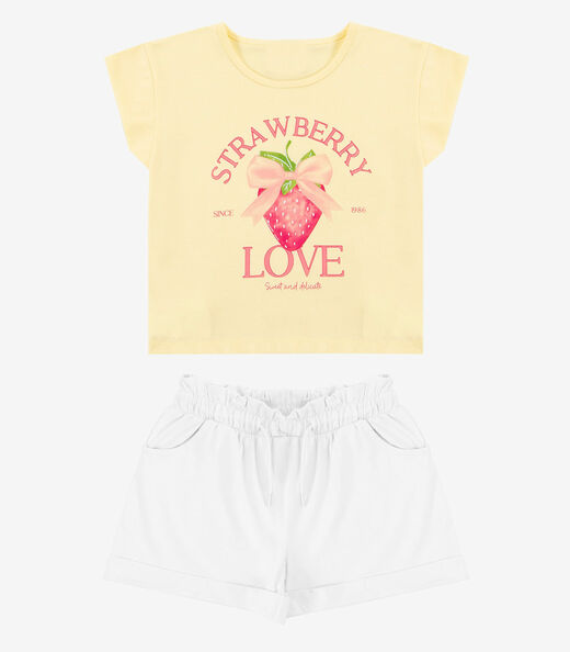 Conjunto Infantil Menina Blusa Com Shorts Select Amarelo