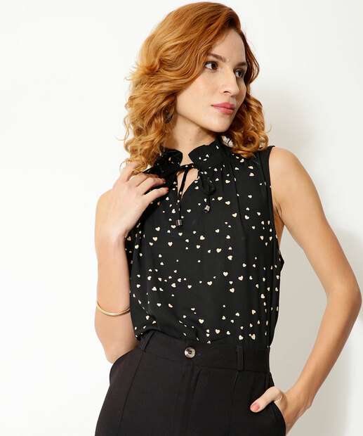 Blusa Regata Feminina Coração Amarração Marisa