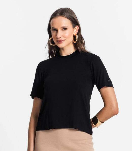Blusa De Viscotorcion Básica Feminina Endless Preto
