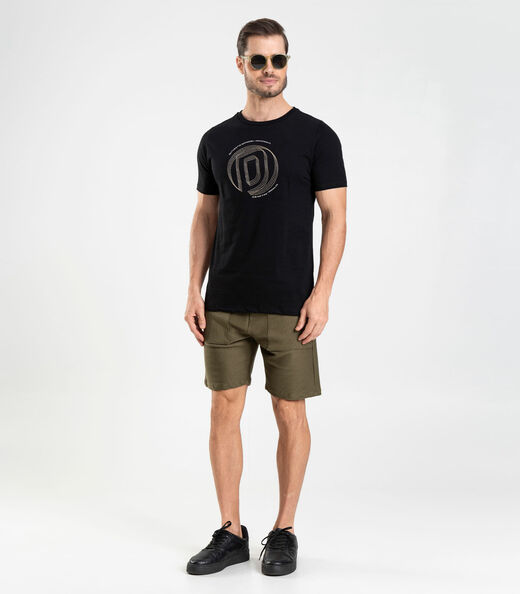 Camiseta em Meia Malha Masculina Diametro Preto