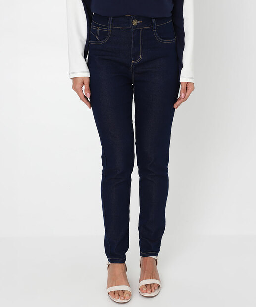 Calça Jeans Skinny Feminina Cintura Média Sawary Azul
