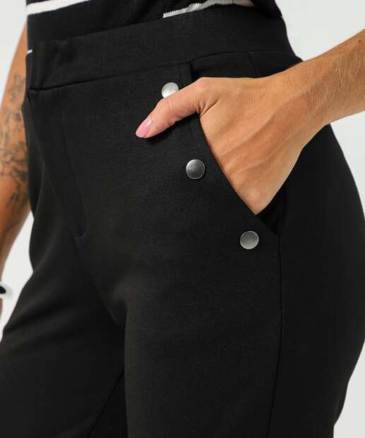 Calça Feminina Legging Botões Bolsos Marisa Preto