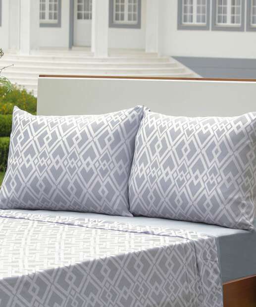 Jogo de Cama Solteiro Geométrico Zircônia Portallar 3 Peças