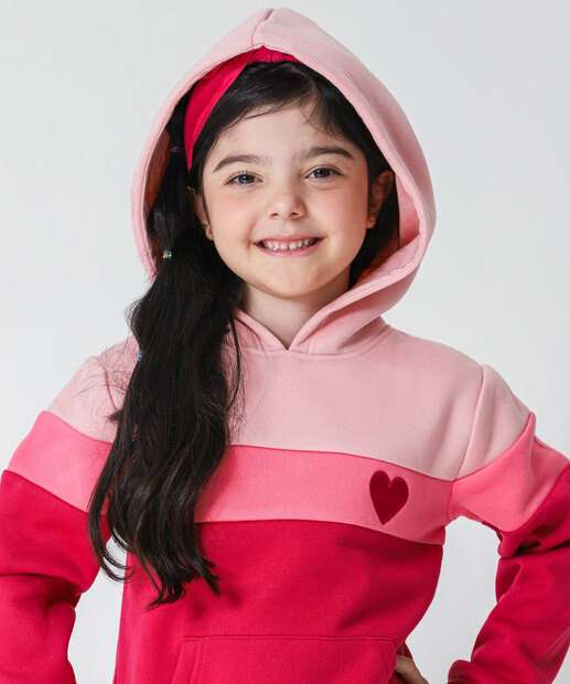 Conjunto Infantil Moletom Bordado Marisa Tam 4 a 10 Rosa