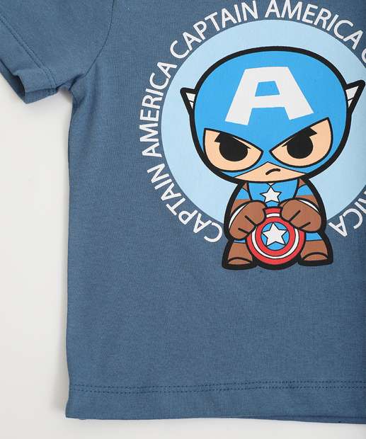 Conjunto Infantil Capitão América Marvel Tam 1 a 3 Azul