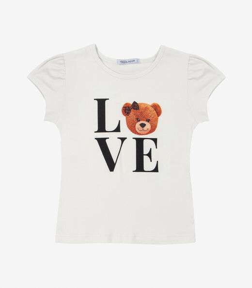 Blusa Infantil Feminina em Cotton Leve Trick Nick Bege