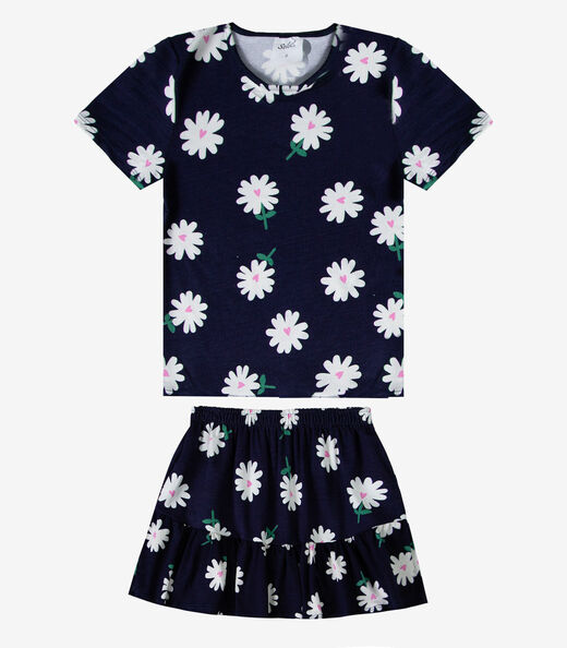 Conjunto Infantil Menina Saia e Blusa Select Azul