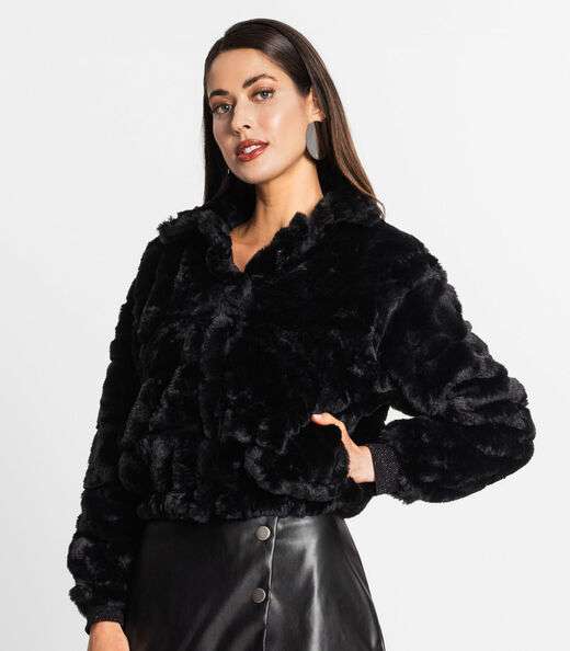 Jaqueta Feminina Em Pelo Sintético Endless Preto
