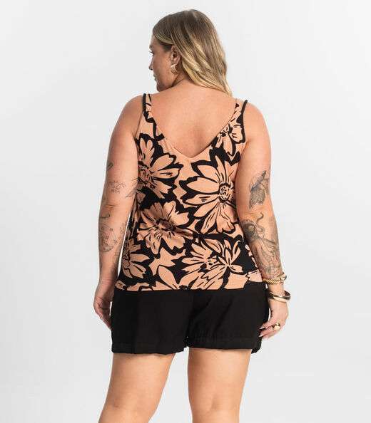Shorts Tecido Favo Plus Size Secret Glam Preto