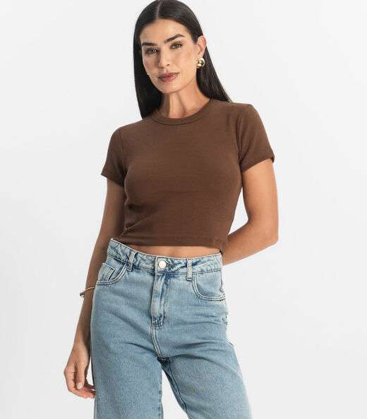 Image_Blusa Cropped Ribana Básica Rovitex Marrom