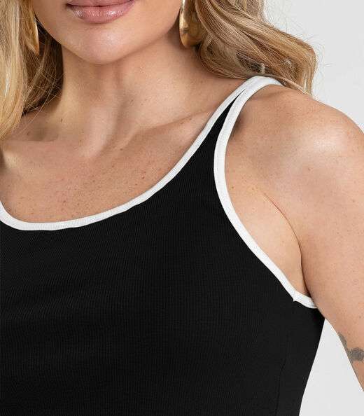 Regata Feminina Canelada Dianna Preto