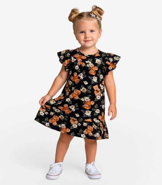 Image_Vestido Infantil Com Manga Godê Select Marrom