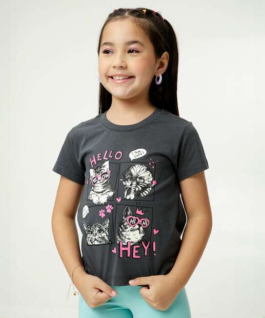 Image_Camiseta Infantil Manga Curta Gatos Marisa Tam 4 a 10